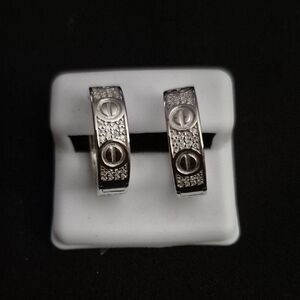 925 Silver “LOVE” Hoop Earrings | 4.5 CT VVS Moissanite